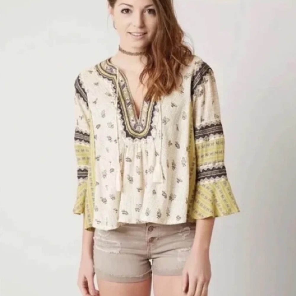 Free People Women's But I Like It Embroidered Floral Peasant Blouse